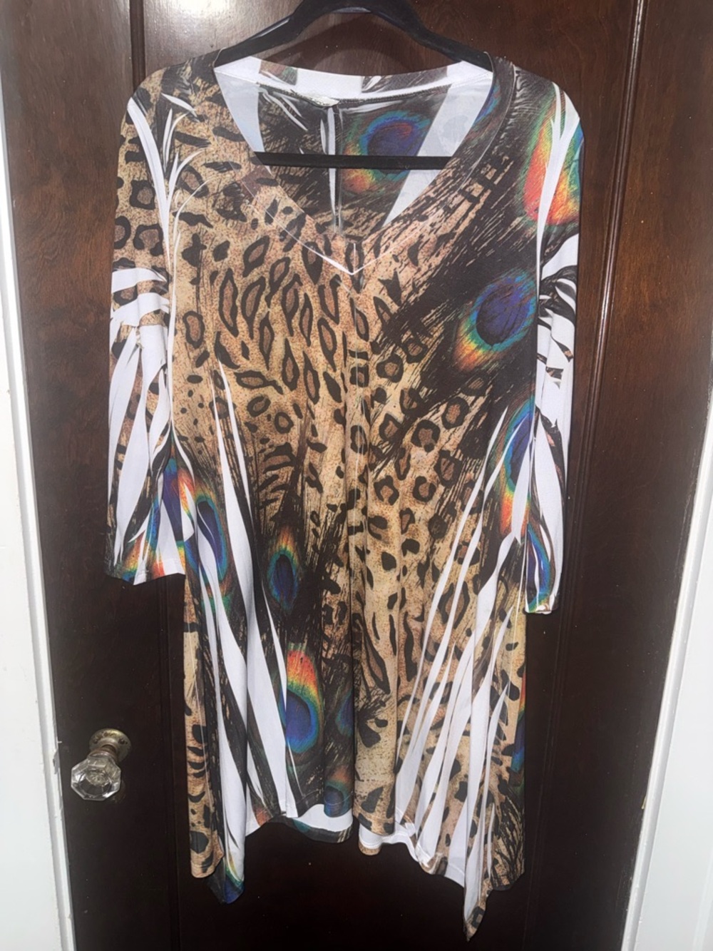 Leopard & Peacock Print Flowing Tunic Top